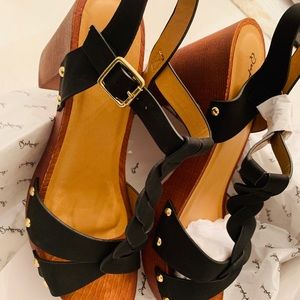 Faux suede black heel sandal